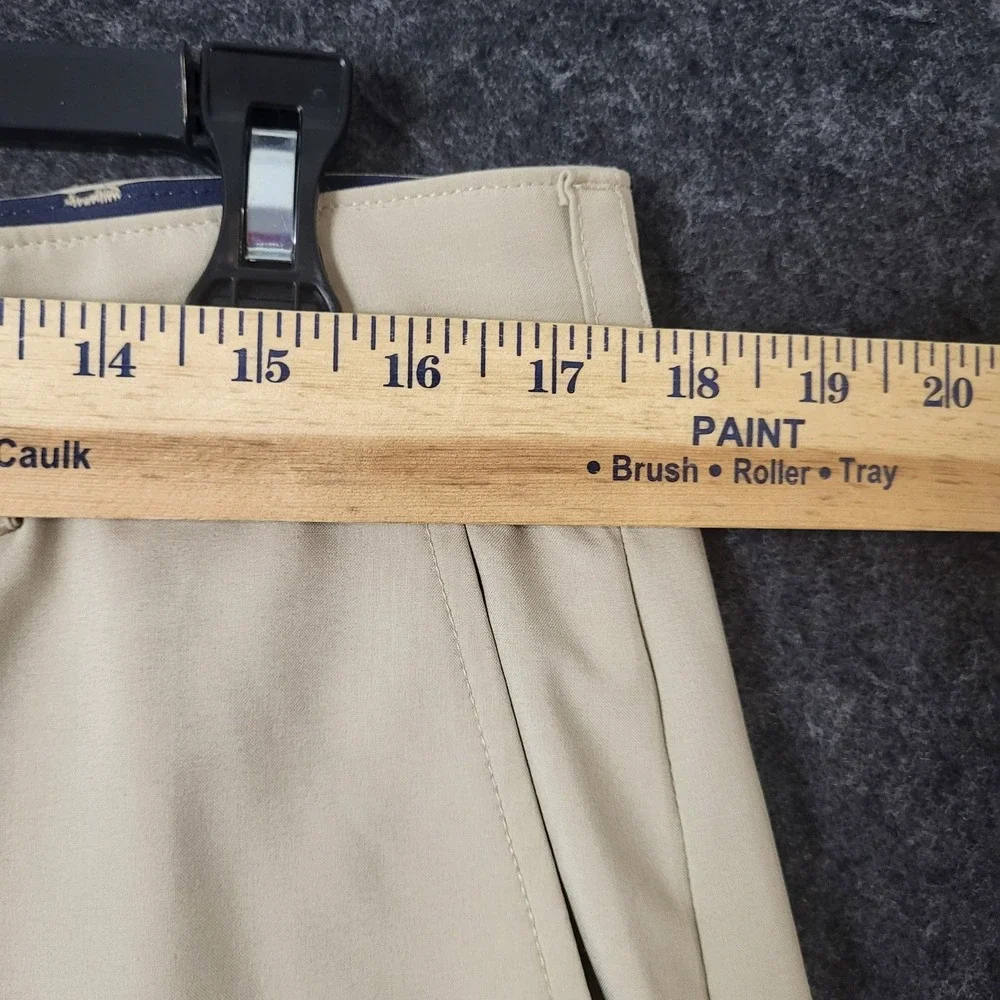 IZOD Saltwater Golf Shorts Mens 34 Khaki Tan Flat Front Performance Stretch 9in